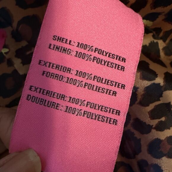 Betsey Johnson Pink Raincoat Anorak Jacket Hooded Drawstring Zip Cinched Waist - Picture 13 of 13